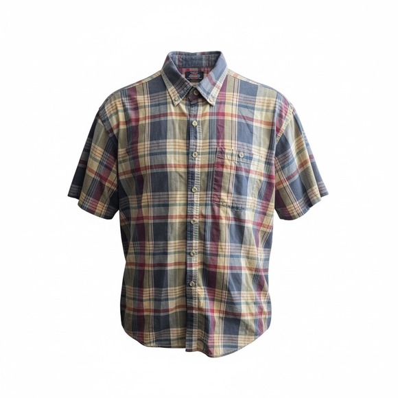 Dickies Shirt Mens XL Blue‎ Plaid Short Sleeve Button Up Down Front Workwear - Picture 7 of 8